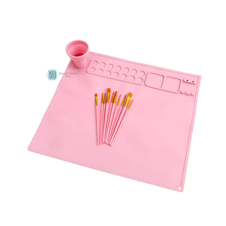 Brilliant Silicone Art Mat + Paint Brush Set - Brilliant Frames & Co